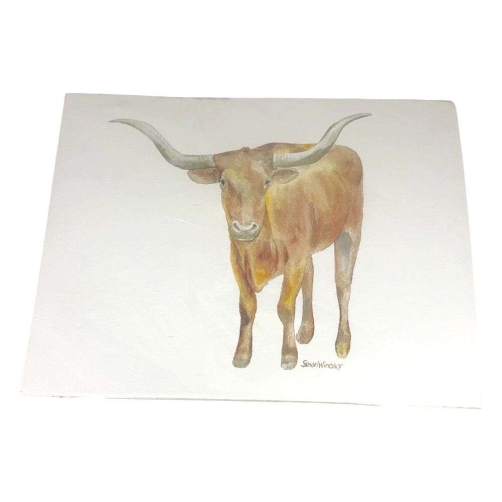 Susan Windsor Texas Longhorn Museum Quality Watercolor Art Print Western 11x8.5